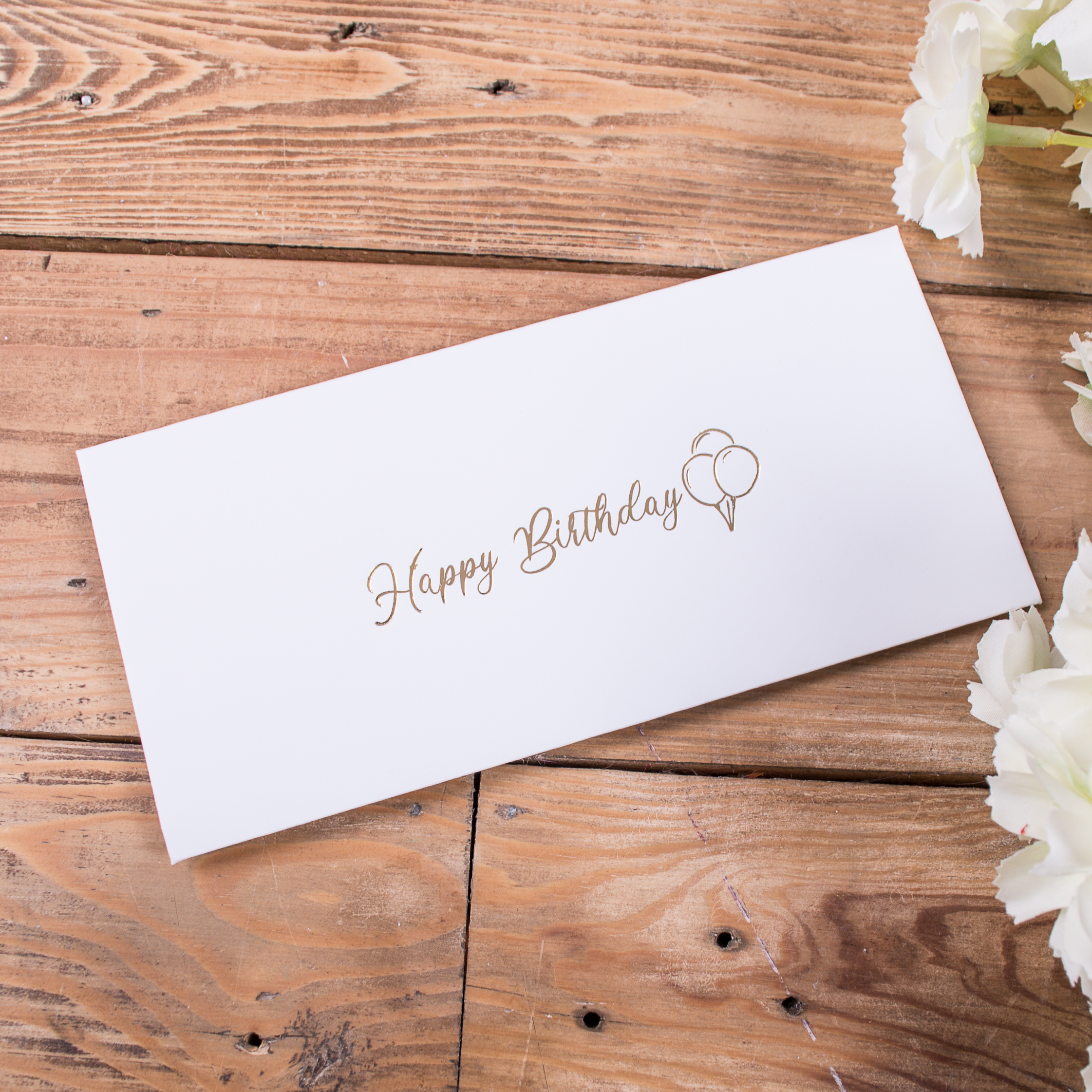конверт для денег "happy birthday" белый